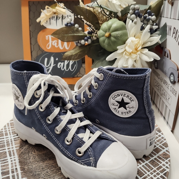😍EUC Converse Chuck Taylor All Star High Top Lugged Lace Up Sneakers, Navy Blue - Picture 10 of 15